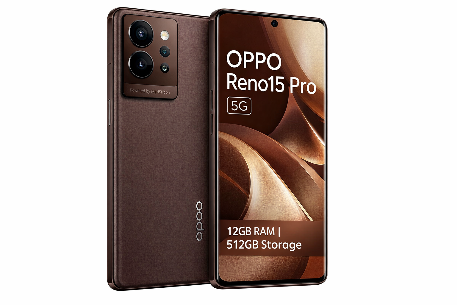 Oppo Reno15 Pro 5G in Cocoa Brown with 12GB RAM and 512GB storage sleek rear design